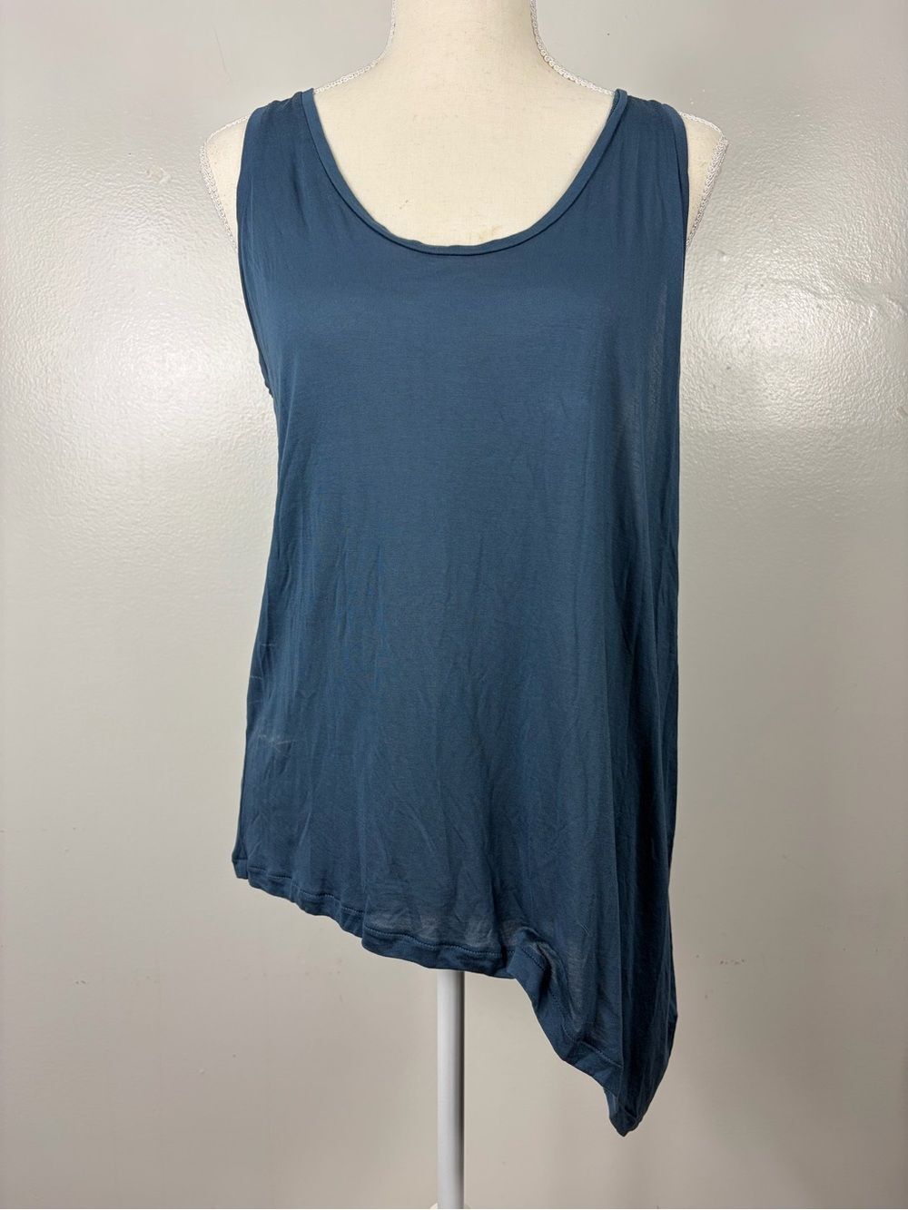 All Saints Loft Mod Vest Sleeveless Asymmetric Tank Top in Slate Blue - M